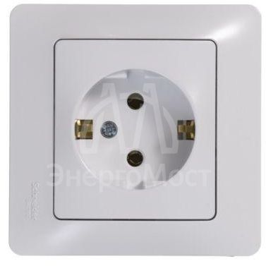 Розетка 1-м СП Glossa 16А с заземл. в сборе бел. SchE GSL000142
