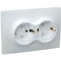 Розетка 2-м СП Кварта 16А РСш12-3-КБ защ. шторки с заземл. IP20 бел. IEK ERK21-K01-16-DM