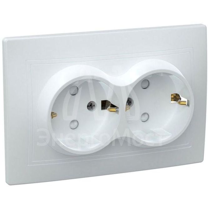 Розетка 2-м СП Кварта 16А РСш12-3-КБ защ. шторки с заземл. IP20 бел. IEK ERK21-K01-16-DM