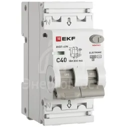 Выключатель автоматический дифференциального тока 2п (1P+N) C 40А 300мА тип AC 6кА АВДТ-63N (электрон.) PROxima EKF D63N26E40C300