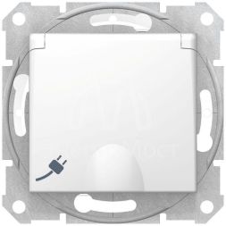 Механизм розетки 1-м СП Sedna IP44 с защ. крышкой защ. шторки с заземл. бел. SchE SDN3100321