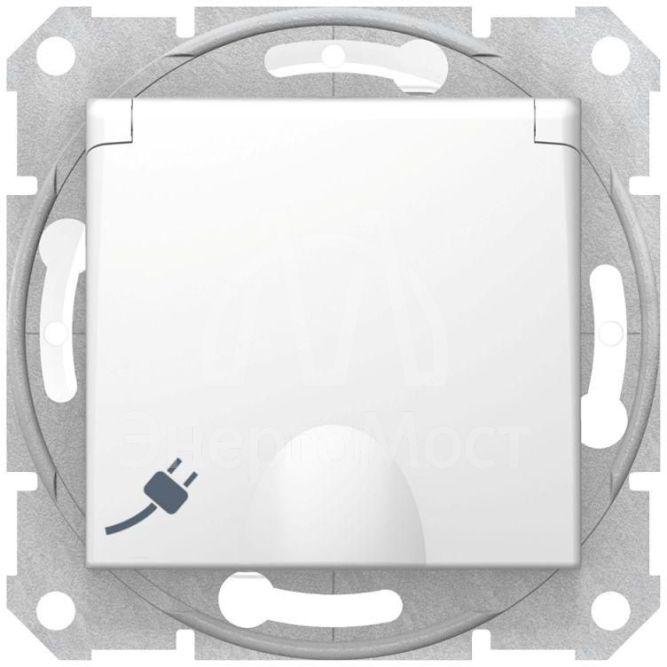Механизм розетки 1-м СП Sedna IP44 с защ. крышкой защ. шторки с заземл. бел. SchE SDN3100321
