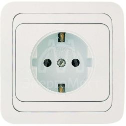 Розетка 1-м СП Mimoza 16А IP20 с заземл. бел./бел. пластик. основание Makel 12028