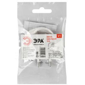 Вилка V1 6А без заземл. с кольцом непрямой ввод (10/200/9600) бел. ЭРА Б0019182