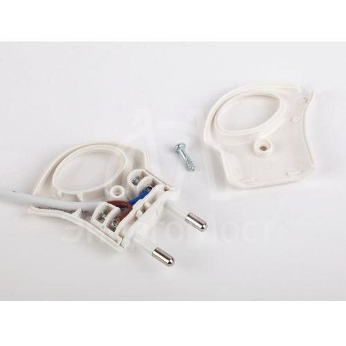 Вилка V1 6А без заземл. с кольцом непрямой ввод (10/200/9600) бел. ЭРА Б0019182