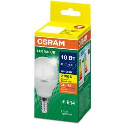 Лампа светодиодная LED G4 Value LVCLP75 10W/927 CRI95 10Вт 2700К 1000лм шар матов. E14 170-250В OSRAM 4058075579712