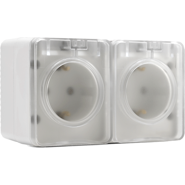 Розетка двойная ОП AtlasDesign Profi54 с заземл. со шторками 16А 250В бел. SchE ATN540126