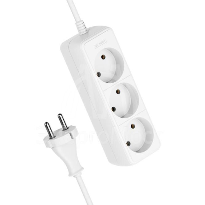 Удлинитель 3х3м без заземл. 16А IP20 ПВС 2х1 Космос YKsm3m-3g(K)