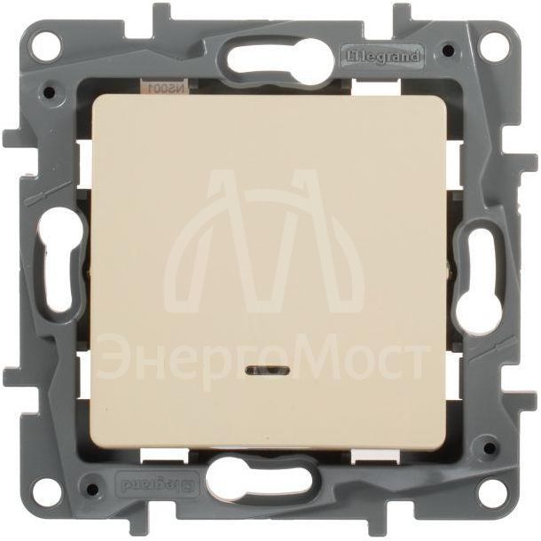 Механизм выключателя 1-кл. СП Etika 10А IP20 250В 10AX с подсветкой/индикацией безвинт. зажимы сл. кость Leg 672303