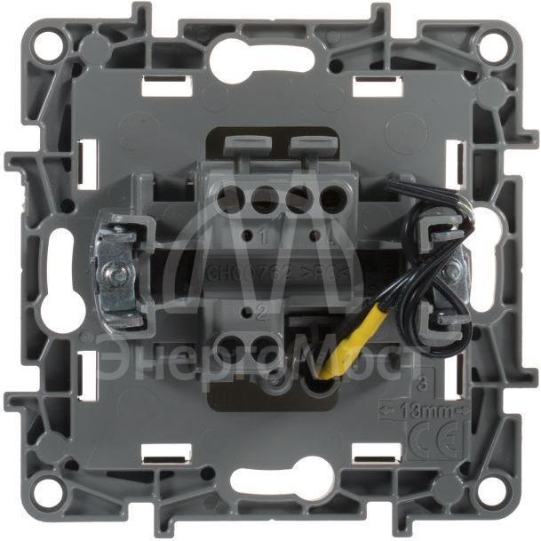 Механизм выключателя 1-кл. СП Etika 10А IP20 250В 10AX с подсветкой/индикацией безвинт. зажимы сл. кость Leg 672303