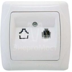 Розетка телефонная 1-м СП Маргарита RJ11 (4P4C) бел. UNIVersal М0034