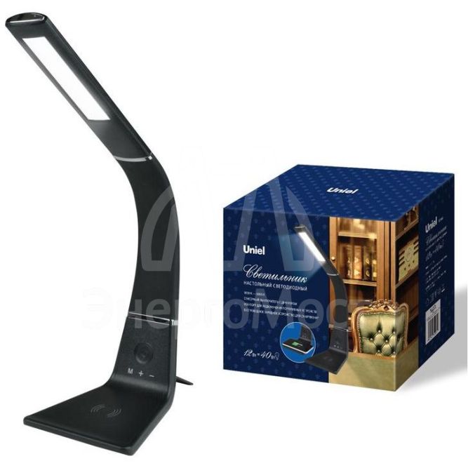 Светильник настольный TLD-565 Black/LED/360Lm/3000-6000K/Dimmer/WR 12Вт сенсорный выкл. диммер беспроводное зарядное устройство Uniel UL-00006472