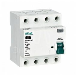 Выключатель дифференциального тока 4P 40А 30мА тип AC 6кА УЗО-03 SchE 14235DEK
