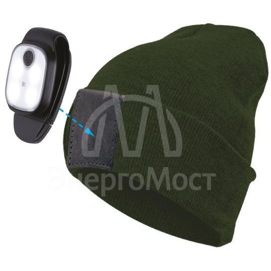 Шапка с фонарем хакки свет красн. бел. КОСМОС KOCHat2_g