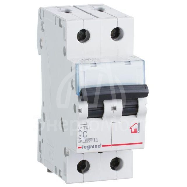 Выключатель автоматический модульный 2п B 63А 6кА TX3 6000 2мод. 230/400В Leg 403992