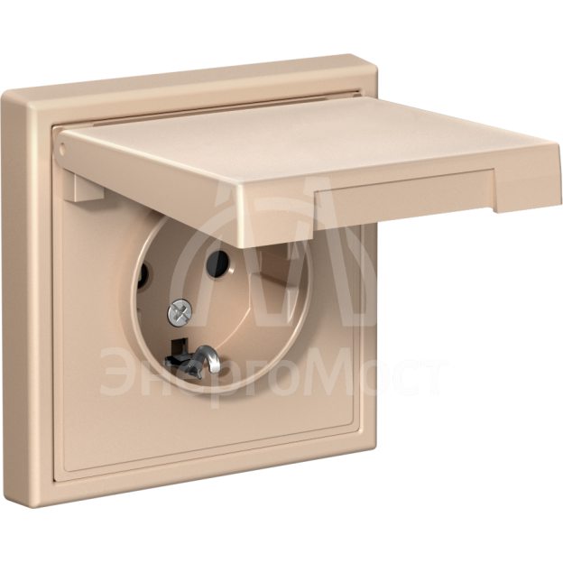 Розетка ArtGallery 16А IP20 с заземл. защ. шторки с крышкой механизм песочн. SE GAL001246