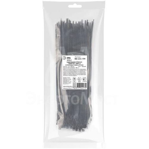 Хомут кабельный Simple 3.6х200 NO-224-199 черн. (уп.100шт) Эра Б0066033