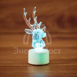 Фигура светодиодная &amp;quot;Олень&amp;quot; на подставке (батарейки 3хAG13(LR44) в компл.) 11см 1LED IP20 4.5В RGB NEON-NIGHT 501-042