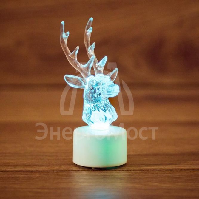 Фигура светодиодная &amp;quot;Олень&amp;quot; на подставке (батарейки 3хAG13(LR44) в компл.) 11см 1LED IP20 4.5В RGB NEON-NIGHT 501-042