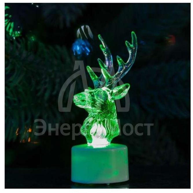 Фигура светодиодная &amp;quot;Олень&amp;quot; на подставке (батарейки 3хAG13(LR44) в компл.) 11см 1LED IP20 4.5В RGB NEON-NIGHT 501-042