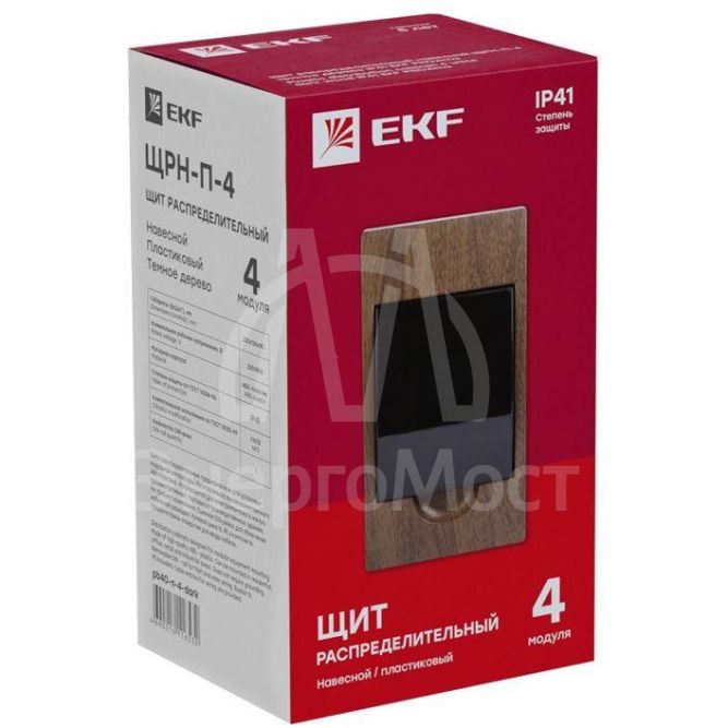 Щит ЩРН-П-4 IP41 темное дерево PROxima EKF pb40-n-4-dark