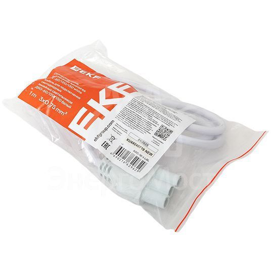 Кабель для подключения светодиодных линейных светильников ДБО-60/120/150 1м 3х0.75 бел. EKF ASC-W-1-LBL