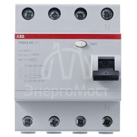 Выключатель дифференциального тока (УЗО) 4п 40А 30мА тип AC FH204 ABB 2CSF204004R1400