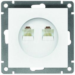 Розетка компьютерная 2-м СП Афина RJ45 кат.5E механизм бел. Universal A1086