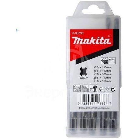 Набор буров SDS-PLUS (5; 6; 8х110; 6; 8х160) (уп.5шт) Makita D-00795