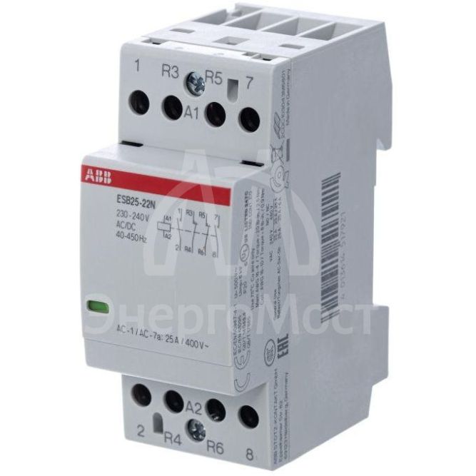 Контактор ESB25-22N-06 модульный (25А АС-1 2НО+2НЗ) катушка 230В AC/DC ABB 1SAE231111R0622