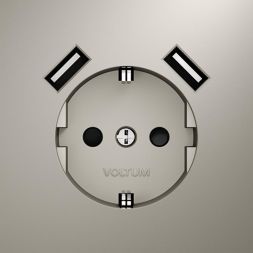 Розетка 1-м СП S70 16А с USB A+A с заземл. защ. шторки механизм кашемир Voltum VLS040403