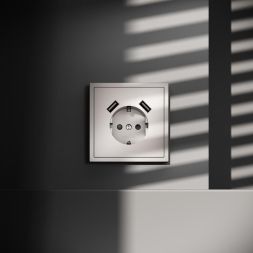 Розетка 1-м СП S70 16А с USB A+A с заземл. защ. шторки механизм кашемир Voltum VLS040403