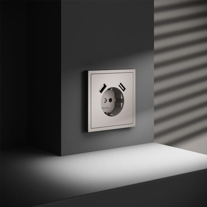 Розетка 1-м СП S70 16А с USB A+A с заземл. защ. шторки механизм кашемир Voltum VLS040403