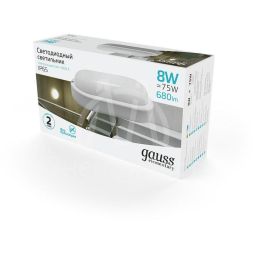Светильник светодиодный ЖКХ Elementary 160х90х46 8Вт 680лм 4000К 160-260В IP65 овал бел. Gauss 161411208