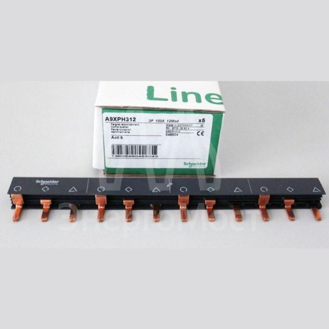 Шинка гребенчатая 3п (L1L2L3…) 12мод. 18мм 100А разрезаемая SchE A9XPH312