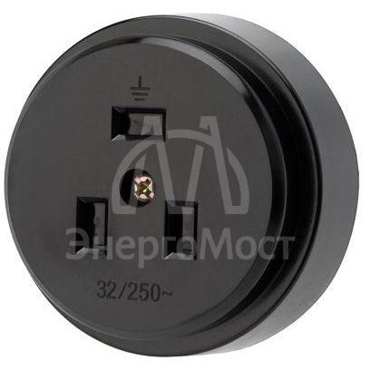 Розетка РШ для электрической плиты 32А 250В 2Р+РЕ (ОУ) черн. Rexant 11-8983