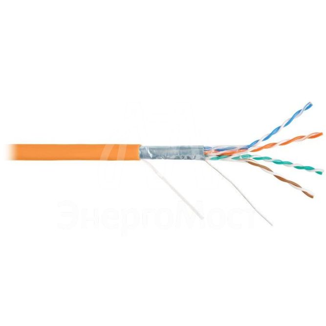 Кабель витая пара F/UTP кат.5e 4х2х24AWG solid LSZH оранж. (уп.305м) NIKOLAN NKL 2200C-OR
