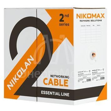 Кабель витая пара F/UTP кат.5e 4х2х24AWG solid LSZH оранж. (уп.305м) NIKOLAN NKL 2200C-OR