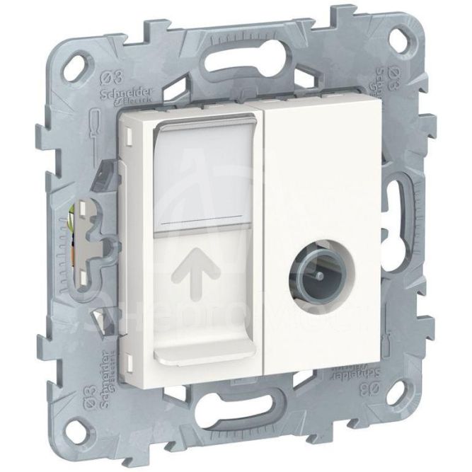 Механизм розетки TV UNICA NEW одиночная + комп. RJ45 кат.6 UTP бел. SchE NU547018
