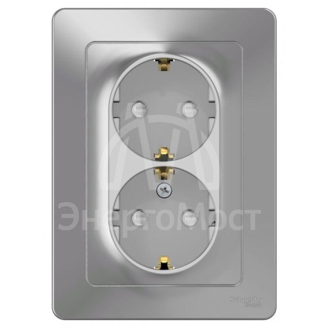 Розетка 2-м СП BLANCA 16А 250В защ. шторки с заземл. алюм. SchE BLNRS001123