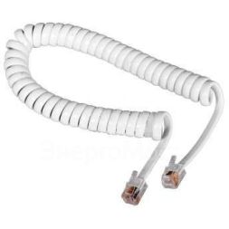 Шнур телеф. витой 2м (джек-джек) бел. Rexant 18-2021