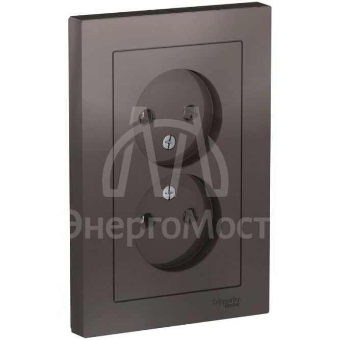Розетка 2-м AtlasDesign 16А без заземл. в сборе мокко SchE ATN000620