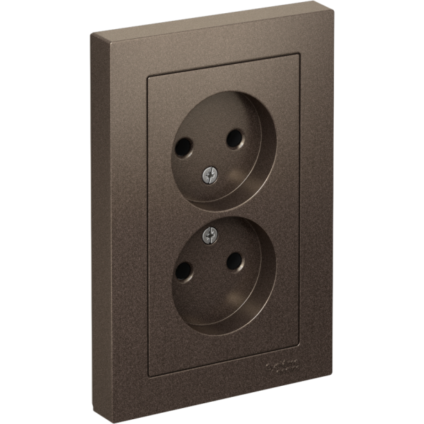 Розетка 2-м AtlasDesign 16А без заземл. в сборе мокко SchE ATN000620