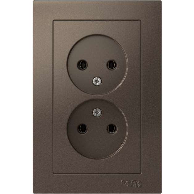 Розетка 2-м AtlasDesign 16А без заземл. в сборе мокко SchE ATN000620