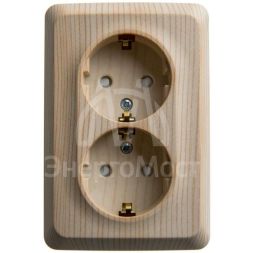 Розетка 2-м ОП Этюд 16А 250В угловая защ. шторки с заземл. сосна SchE PA16-108D