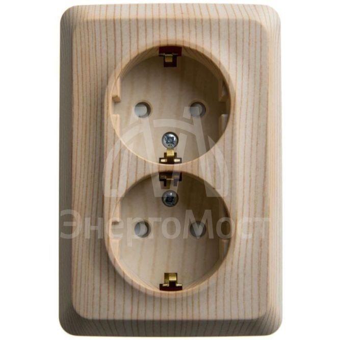 Розетка 2-м ОП Этюд 16А 250В угловая защ. шторки с заземл. сосна SchE PA16-108D