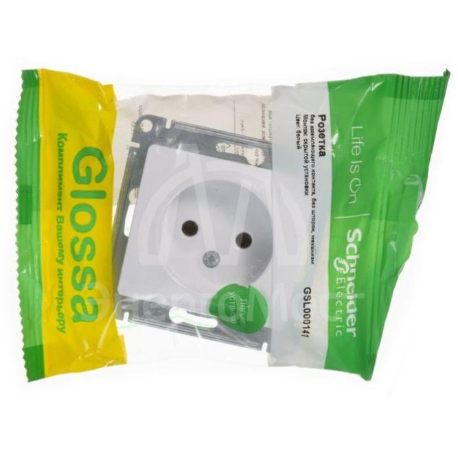 Механизм розетки 1-м СП Glossa 16А IP20 без заземл. бел. SchE GSL000141