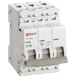 Выключатель автоматический 3п C 10А 4.5кА ВА 47-63N PROxima EKF M634310C