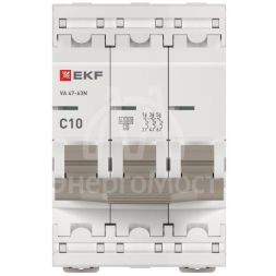 Выключатель автоматический 3п C 10А 4.5кА ВА 47-63N PROxima EKF M634310C