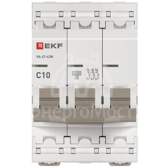 Выключатель автоматический 3п C 10А 4.5кА ВА 47-63N PROxima EKF M634310C